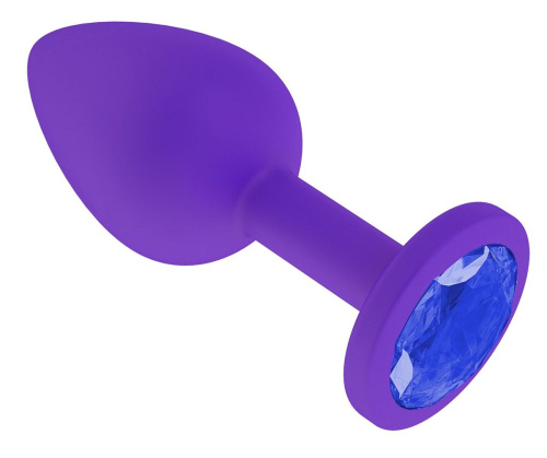 Фиолетовая силиконовая пробка с синим кристаллом - 7,3 см. фото 2