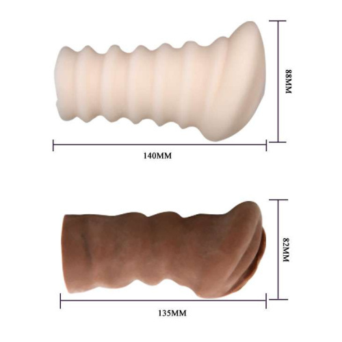 Комплект мастурбаторов-вагин - телесная и темнокожая фото 4
