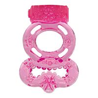 Розовое эрекционное виброкольцо VIBRATING COCK RING FREAK OUT