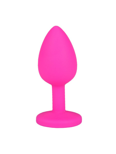 Розовая силиконовая анальная втулка с красным кристаллом - 7,3 см. фото 4 Розовая силиконовая анальная втулка с красным кристаллом - 7,3 см. фото 4