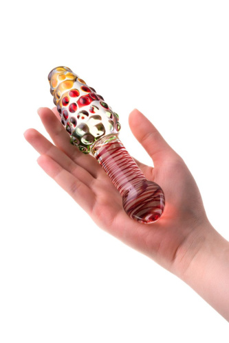 Двусторонний стеклянный фаллос с головкой-конусом - 17,5 см. фото 3