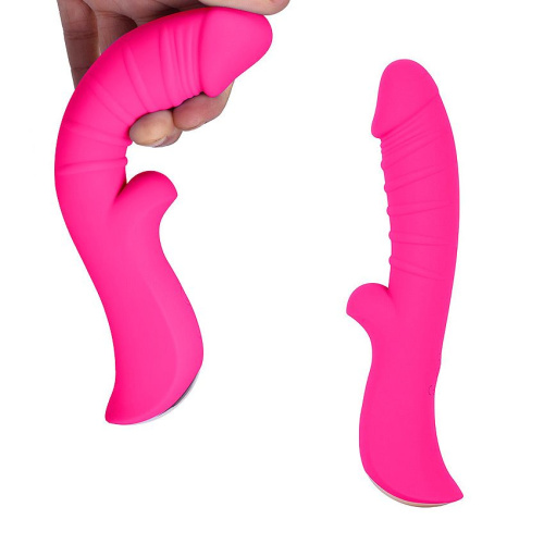 Ярко-розовый вибромассажер 5  Silicone Wild Passion - 19,1 см. фото 5