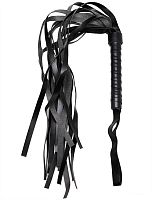 Черный многохвостый флогер с твёрдой ручкой - 46 см.