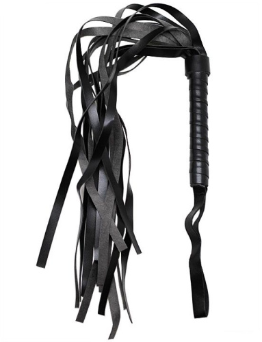 Черный многохвостый флогер с твёрдой ручкой - 46 см.