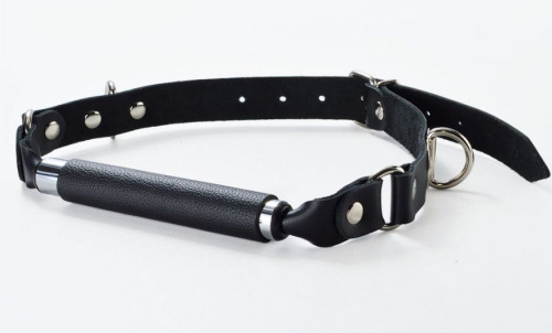 Чёрный кляп-трензель на кожаных ремешках с застёжкой Чёрный кляп-трензель на кожаных ремешках с застёжкой