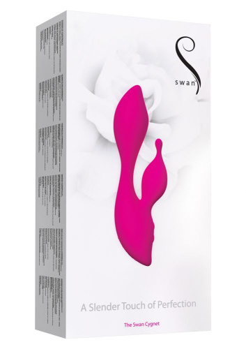 Розовый вибратор с клиторальным отростком Swan Cygnet - 19,5 см. фото 2