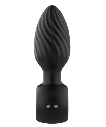 Черная анальная пробка с вибрацией, вращением и пультом ДУ фото 3
