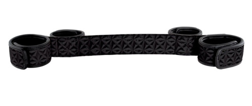 Чёрная виниловая распорка для ног Soft Spreader Bar с манжетами для рук