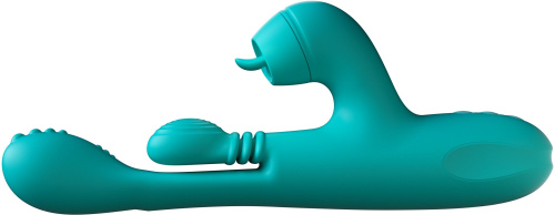 Зеленый инновационный вибратор-кролик Sensa Sway с технологией массажа на 360 градусов - 25 см. фото 4