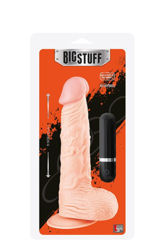 Телесный вибромассажёр BIGSTUFF 9INCH FLESH - 23 см. фото 2