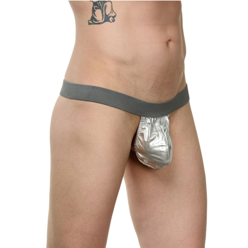 Мужские серебристые трусы-стринги Мужские серебристые трусы-стринги