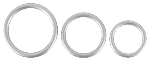 Набор из 3 эрекционных колец под металл Metallic Silicone Cock Ring Set фото 4