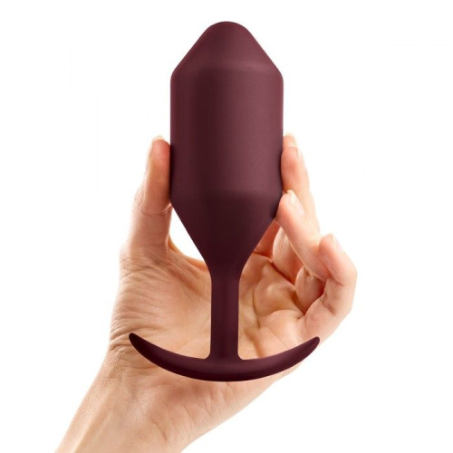 Бордовая пробка для ношения B-vibe Snug Plug 5 - 14 см. фото 6