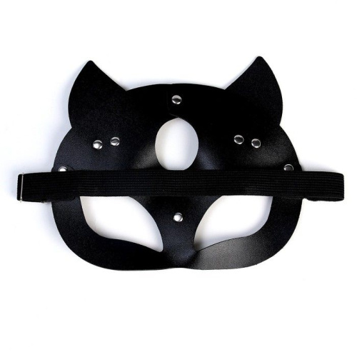 Оригинальная черная маска «Кошка» с ушками фото 3
