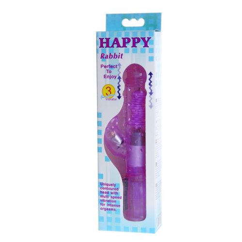 Фиолетовый хай-тек вибратор Happy Bunny - 22,5 см. фото 2
