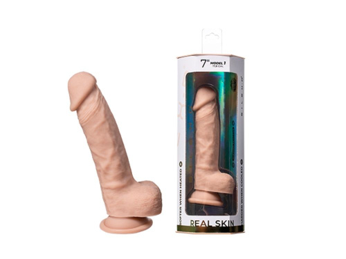 Телесный фаллоимитатор на присоске Real Skin Model 1 - 17,8 см. фото 2