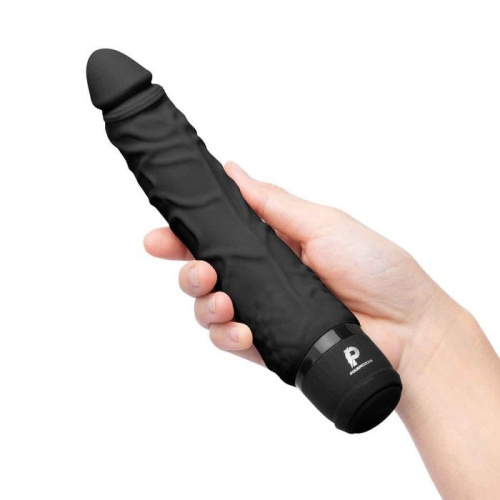 Черный вибратор-реалистик 7  Realistic Vibrator - 20 см. фото 2