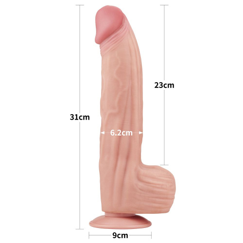 Телесный фаллоимитатор 12 King Sized Sliding Skin Dual Layer Dong - 31 см. фото 4