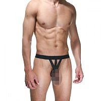 Мужские откровенные трусы из черных ремешков Мужские откровенные трусы из черных ремешков