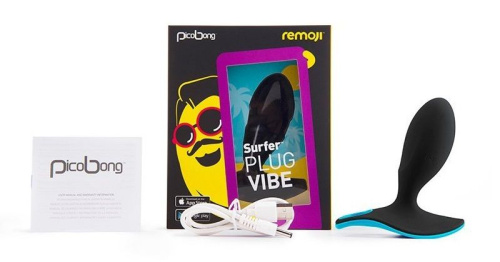 Чёрная анальная вибропробка SURFER PLUG VIBE с управлением со смартфона фото 4
