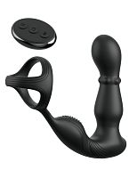 Черный вибростимулятор простаты с кольцом Ass-gasm Slide & Glide