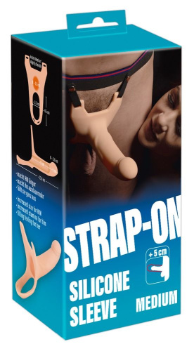 Силиконовый полый страпон на ремнях Silicone Strap-on - 16 см. фото 2