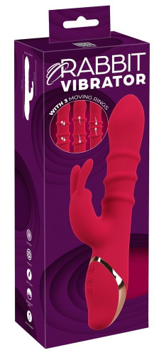Красный вибратор-кролик с 3 подвижными кольцами Rabbit Vibrator with 3 Moving Rings - 23,7 см. фото 2 Красный вибратор-кролик с 3 подвижными кольцами Rabbit Vibrator with 3 Moving Rings - 23,7 см. фото 2