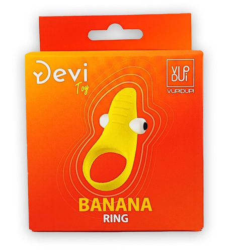 Желтое эрекционное виброкольцо Banana Ring фото 3