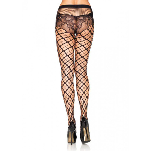 Чулки с геометрическим рисунком и ажурной попкой