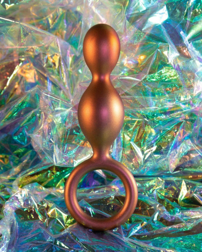 Коричневый анальный стимулятор Duo Loop Copper Anal Plug - 13,3 см. фото 4