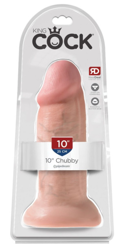 Телесный фаллоимитатор King Cock 10  Chubby - 25 см. фото 2