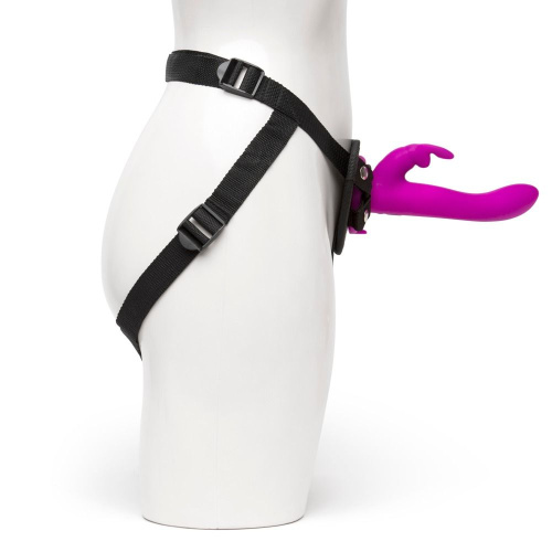 Лиловый страпон Rechargeable Vibrating Strap-On Harness Set - 17,6 см. фото 2