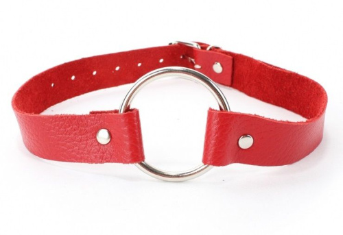 Красный кожаный кляп с кольцом Красный кожаный кляп с кольцом