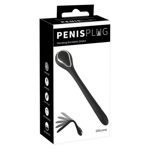 Черный гибкий уретральный стимулятор с вибрацией Vibrating Bendable Dilator - 13,5 см. фото 2