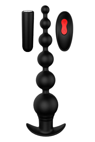 Черный анальный вибромассажер Remote Graduating Beads - 20,7 см.