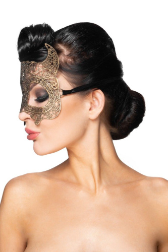 Золотистая карнавальная маска  Альнаир фото 3