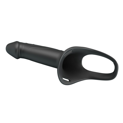 Черный полый мужской страпон London - 16,8 см. фото 6