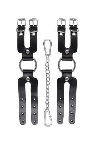 Черные кожаные наручники-браслеты из двух ремешков фото 6 Черные кожаные наручники-браслеты из двух ремешков фото 6