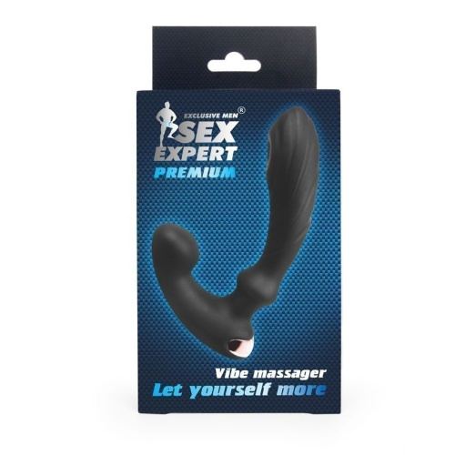 Черный вибромассажер простаты Sex Expert - 14,5 см. фото 3