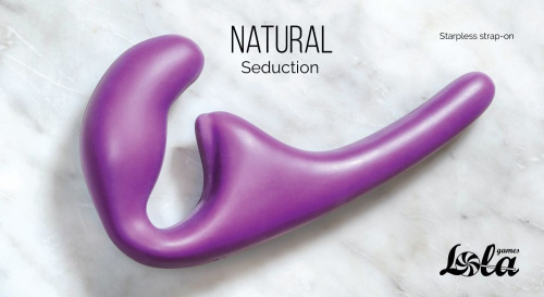 Фиолетовый безремневой страпон Seduction - 20,5 см. фото 2