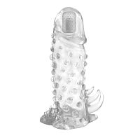 Утолщающая насадка с пупырышками, усиками и вибропулькой - 13,5 см.