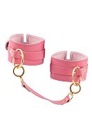 Розовые однослойные кожаные оковы