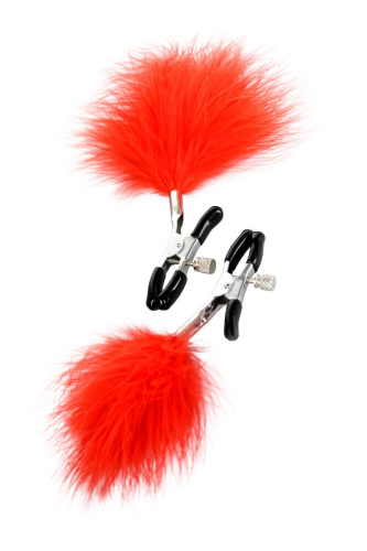 Зажимы для сосков с красным пухом Theatre фото 6 Зажимы для сосков с красным пухом Theatre фото 6