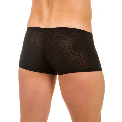 Мужские трусы-хипсы из ткани с текстурой змеиной чешуи Snake Black Boxer фото 3