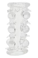 Прозрачная насадка на пенис с шипами и бугорками Bead Sleeve