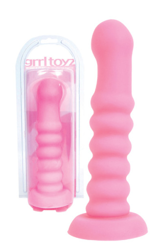 Розовый водонепроницаемый вибратор с рёбрышками - 20,5 см. Розовый водонепроницаемый вибратор с рёбрышками - 20,5 см.