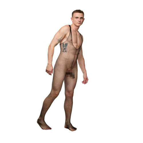 Черный мужской кэтсьюит-сетка Черный мужской кэтсьюит-сетка