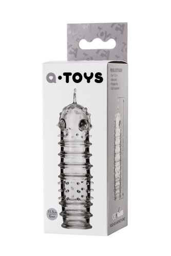 Прозрачная насадка на пенис TOYFA A-Toys с ребрами и точками - 15,3 см. фото 3