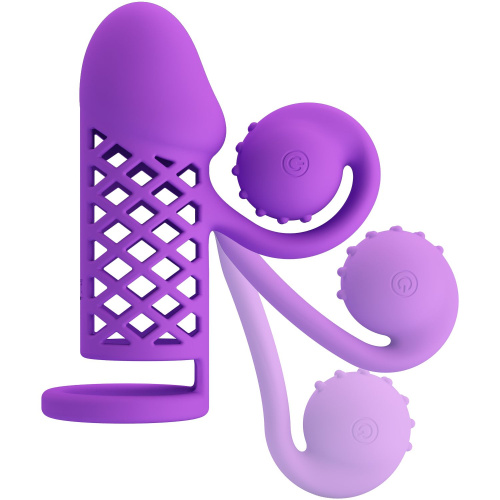 Фиолетовая вибронасадка с клиторальным отростком Harden фото 4 Фиолетовая вибронасадка с клиторальным отростком Harden фото 4