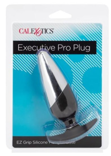 Серебристо-черная анальная пробка Executive Pro Plug - 12,75 см. фото 2